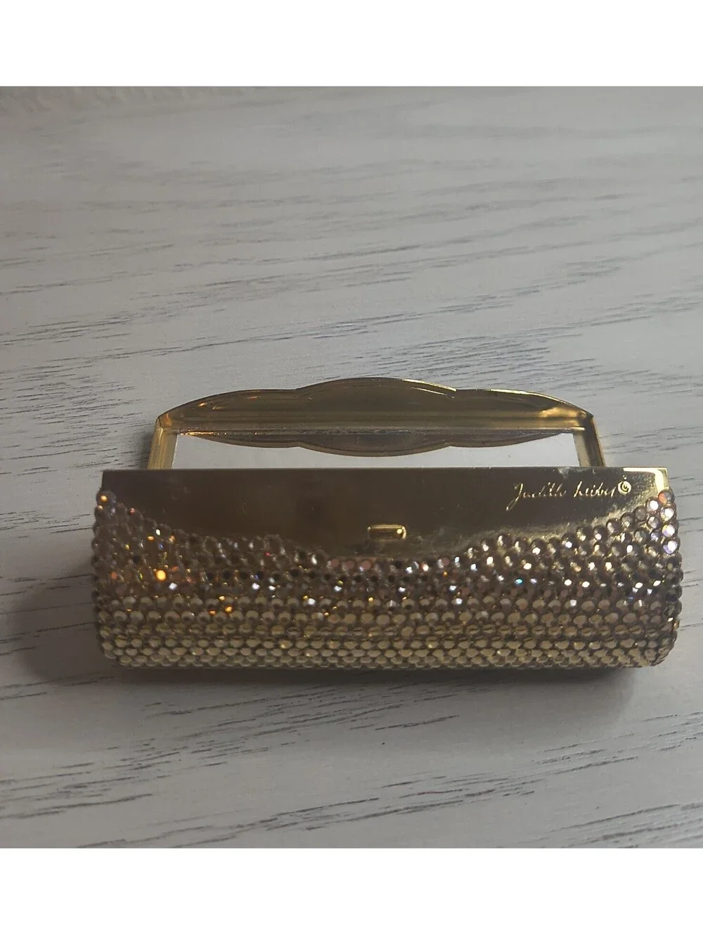 RARE Judith Leiber Swarovski Roses Floral Crystal Lipstick Case